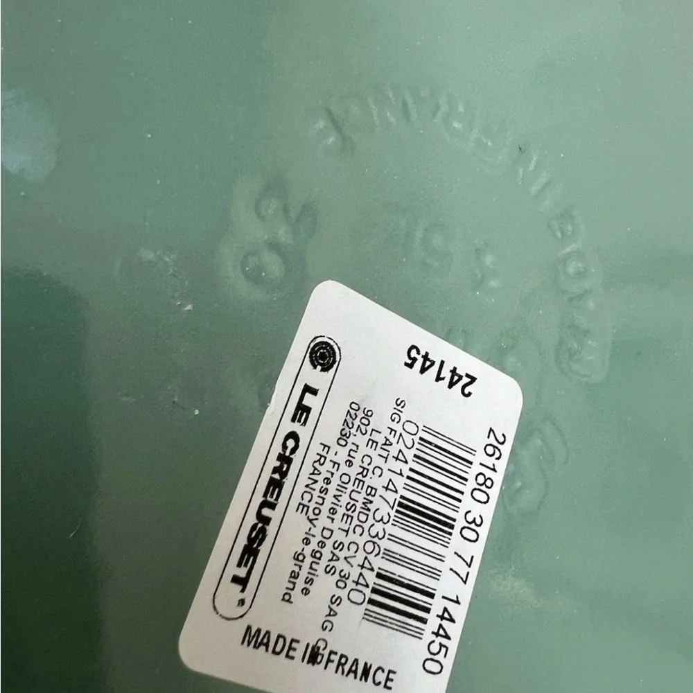Le Creuset Buffet Cast Iron Casserole Glass Lid 3.5 qt Sage Green France NEW Pan